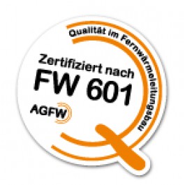 Aufkleber "Zertifiziert nach FW 601" als Folienschnitt für Fahrzeuge - Größe 20 x 20 cm