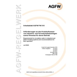 FW 510 - Anforderungen an das Kreislaufwasser von Industrie- und Fernwärmeheizanlagen sowie Hinweise für deren Betrieb