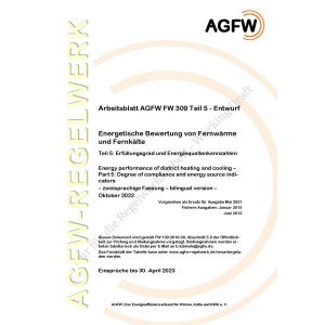 FW 309 Teil 5 Entwurf - Energetische Bewertung von Fernwärme und Fernkälte - Erfüllungsgrad und Energiequellenkennzahlen